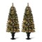 Set of 2/3 4ft/5ft/6ft Flocked Pinecone Christmas Potted Porch Tree With Warm White Lights